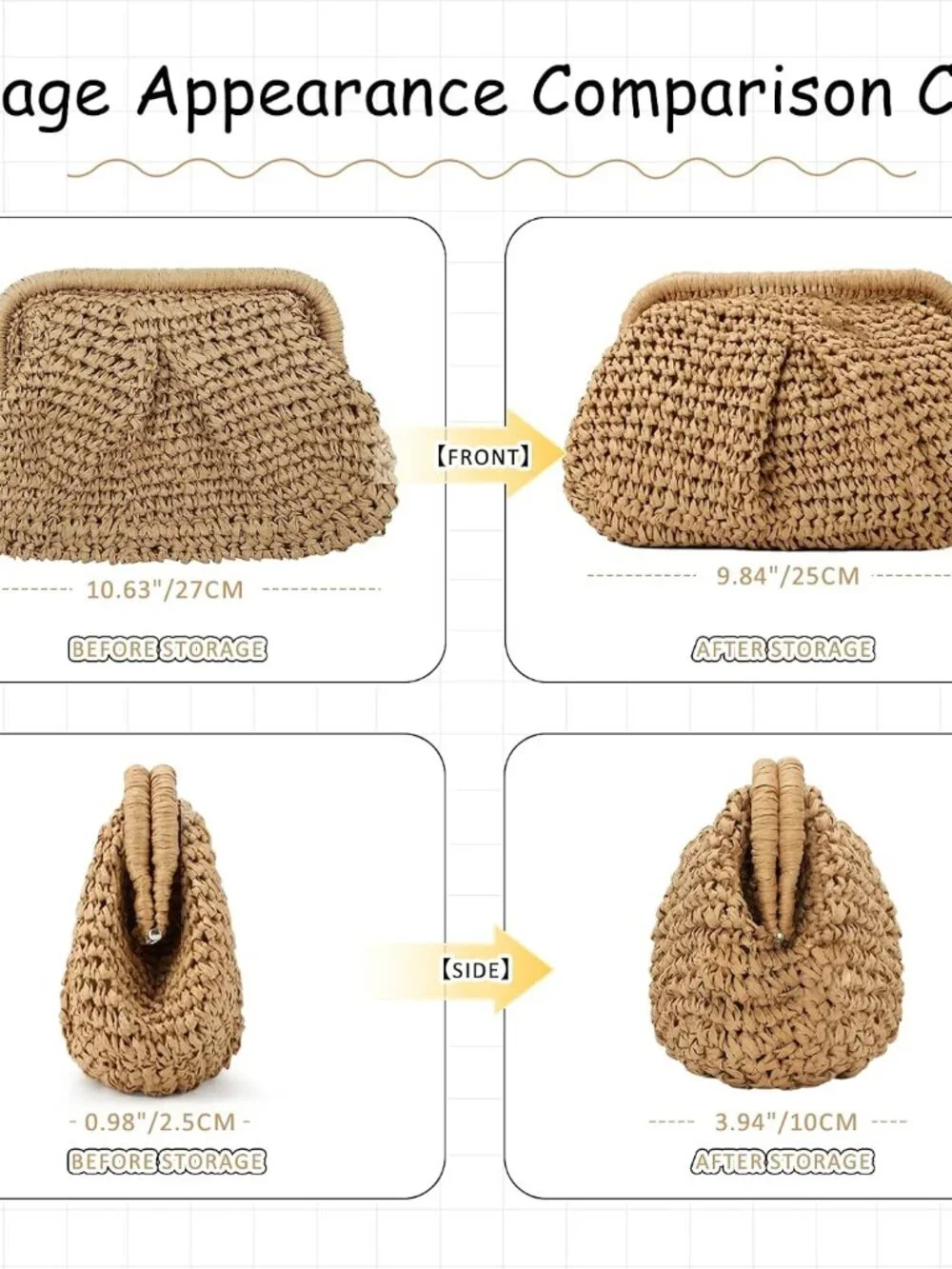 Straw Clutch Purses for Women Cloud Dumpling Pouch Straw Crossbody Shoulder Hand - Picture 2 of 6